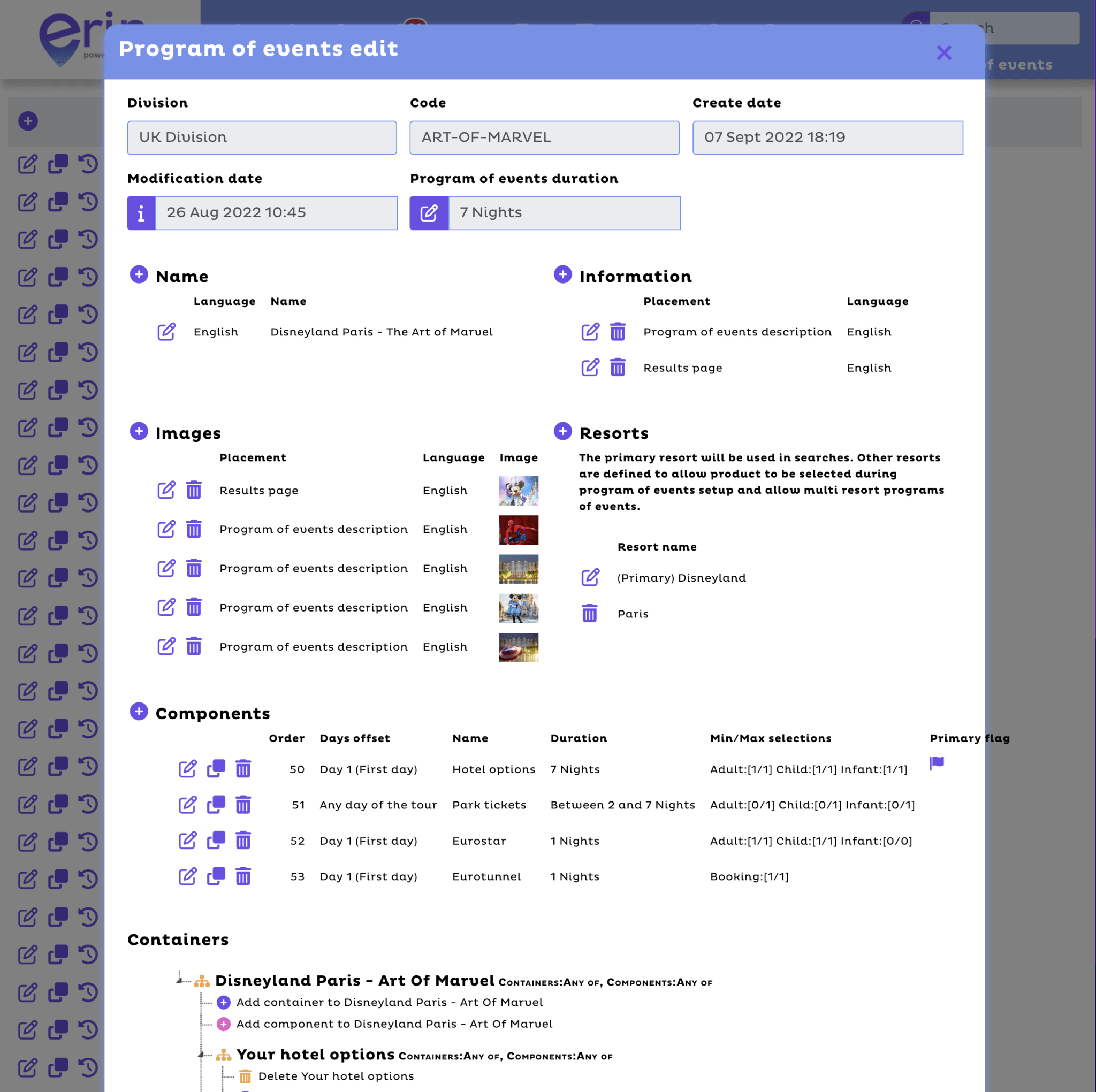 ERIN - Events program